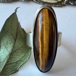 1930’s German Tiger's Eye 935 Silver Ring